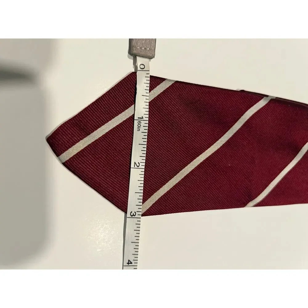 Vintage Pietro di Como Men's 100% Silk Necktie Red w White Stripes JL